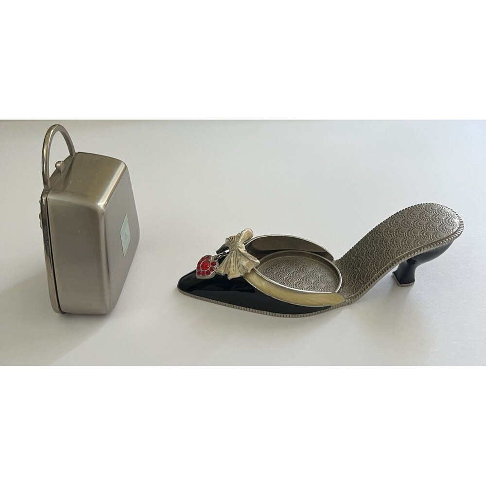 Partylite Audrey Shoe & Purse Set Votive Candle Holders Enamel Rhinestone - Picture 6 of 10